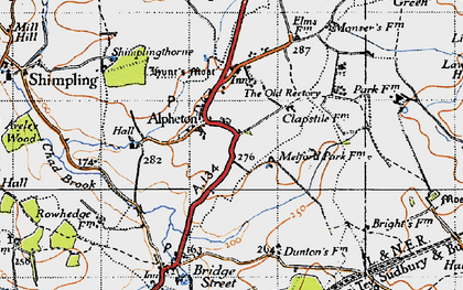 Old map of Alpheton in 1946