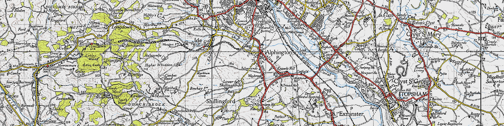 Old map of Alphington in 1946