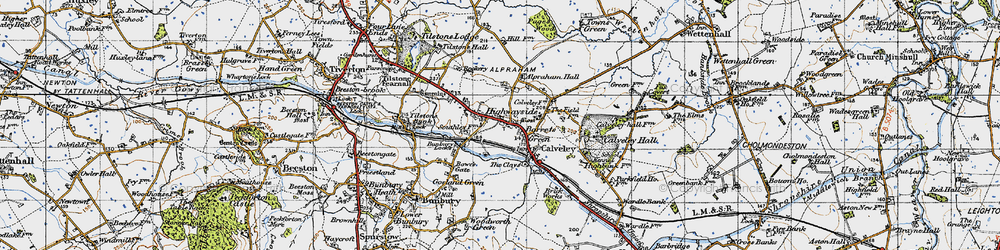 Old map of Alpraham in 1947