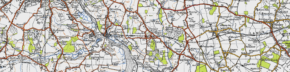 Old map of Alresford Grange in 1945