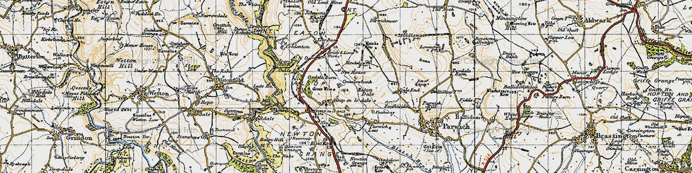 Old map of Alsop en le Dale in 1947