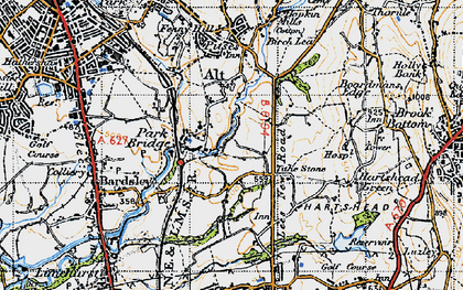 Old map of Alt Hill in 1947