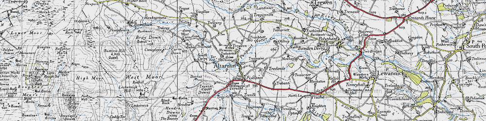 Old map of Altarnun in 1946