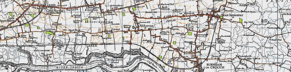 Old map of Althorne Sta in 1945