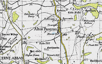 Old map of Alton Pancras in 1945