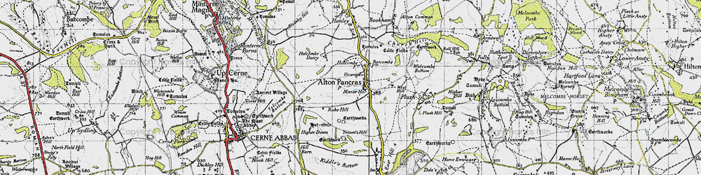 Old map of Alton Pancras in 1945