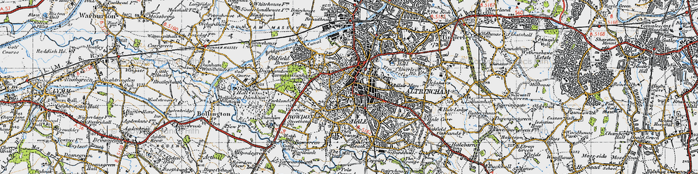 Old map of Altrincham in 1947