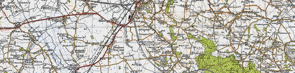 Old map of Alvanley Cliff in 1947