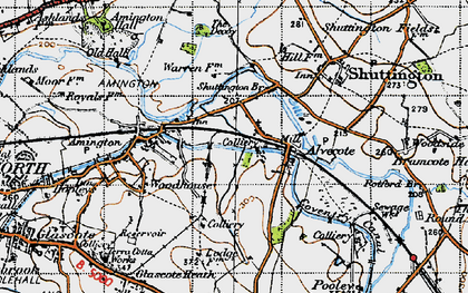Old map of Alvecote in 1946