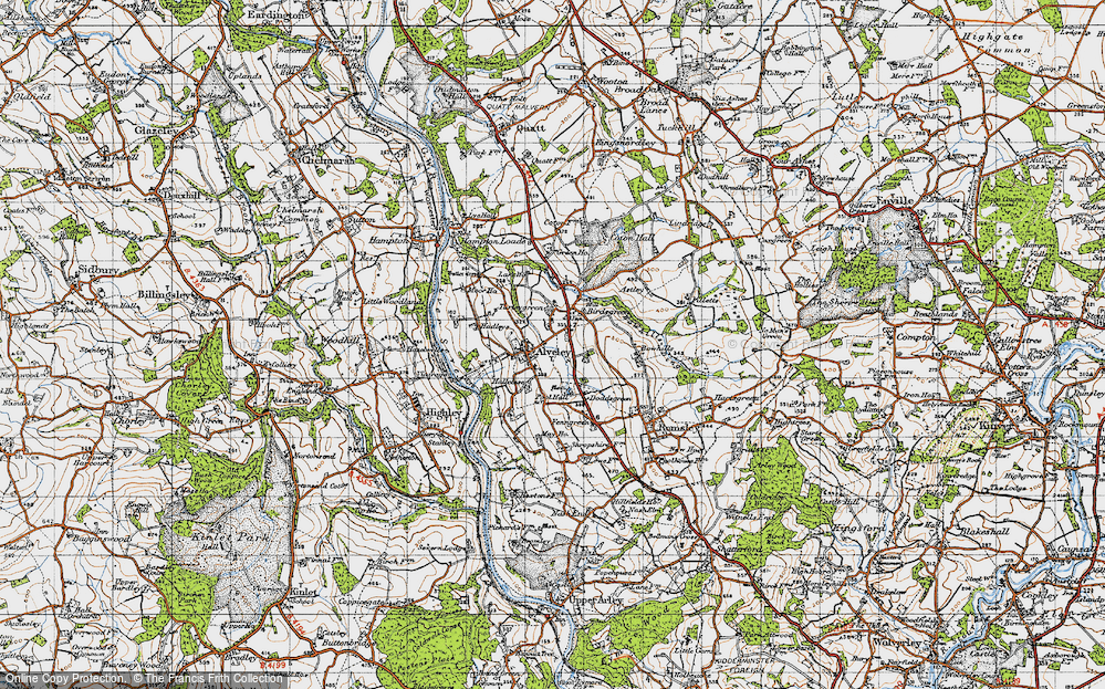 Old Map of Historic Map covering Bowhills in 1947
