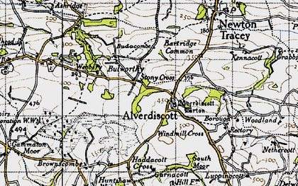 Old map of Lashingcott Moor in 1946