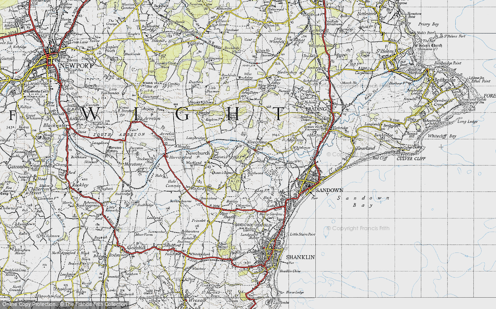 Old Map of Historic Map covering Bembridge Trail in 1945