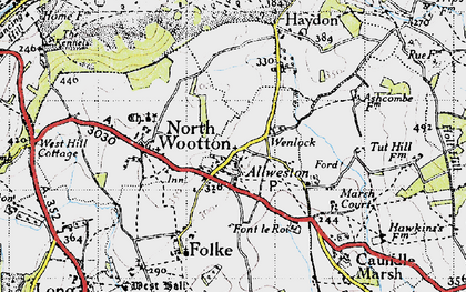 Old map of Alweston in 1945