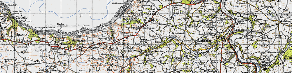 Old map of Alwington in 1946