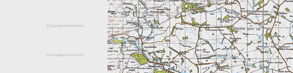 Old map of Alwinton in 1947