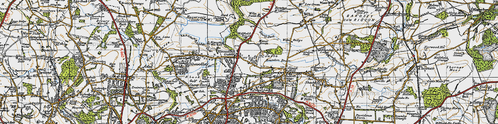 Old map of Alwoodley Gates in 1947