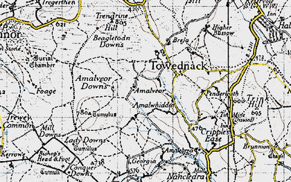 Old map of Amalveor Downs in 1946