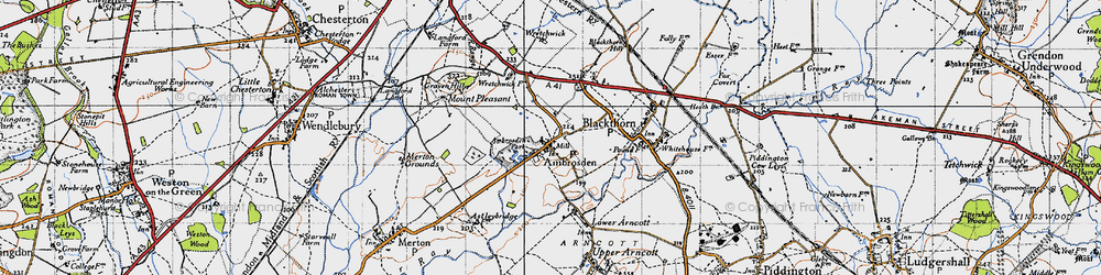Old map of Ambrosden in 1946