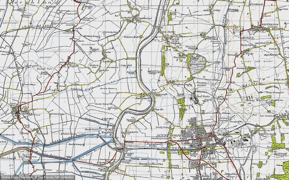 Old Map of Amcotts, 1947 in 1947