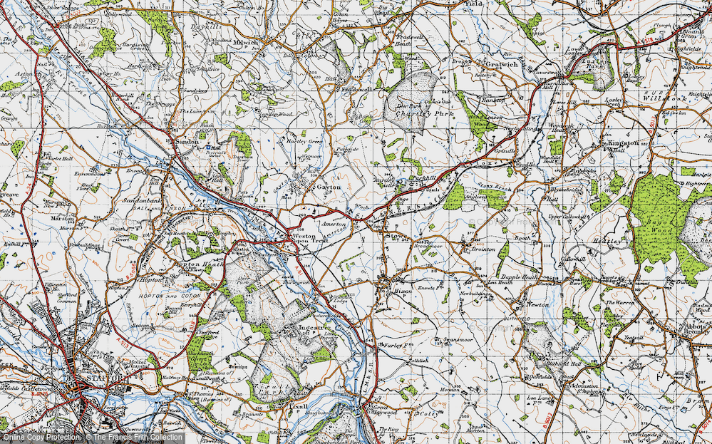 Old Map of Historic Map covering Amerton Brook in 1946