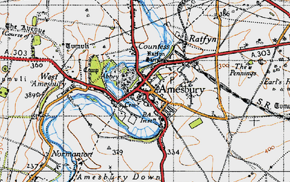 Old map of Amesbury in 1940