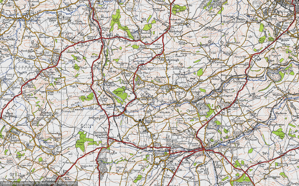 Old Map of Historic Map covering Timsbury Bottom in 1946