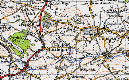 Old map of Timsbury Bottom in 1946