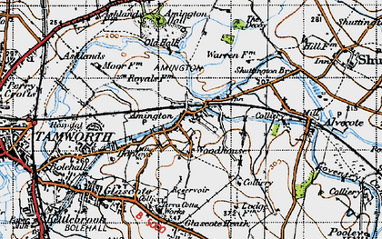Old map of Amington in 1946