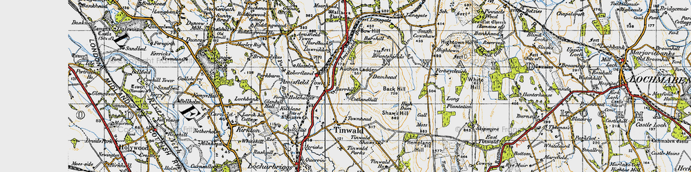 Old map of Amisfield Burn in 1947