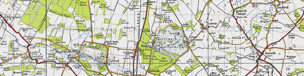 Old map of Ampton in 1946