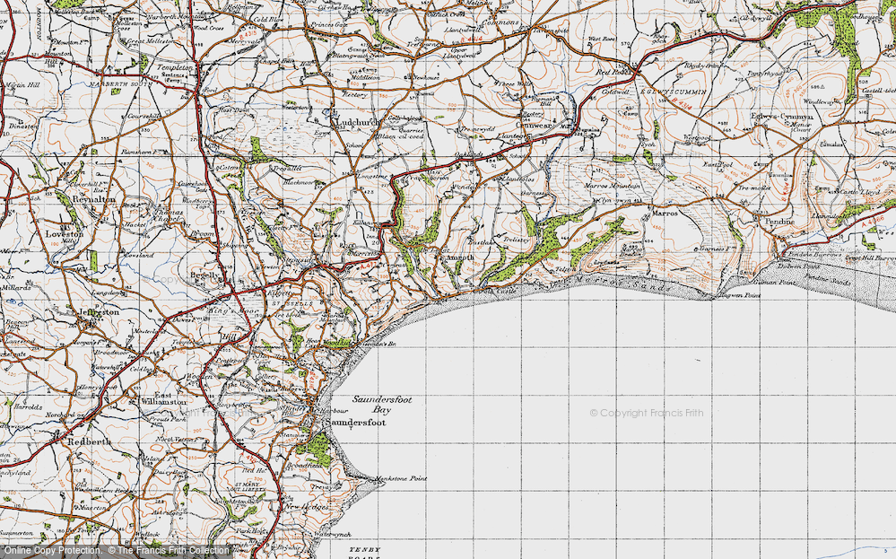 Old Map of Amroth, 1946 in 1946