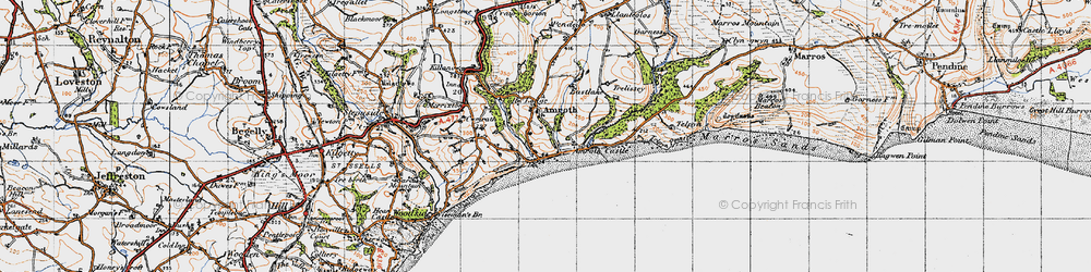Old map of Amroth in 1946