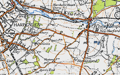 Old map of Amwell in 1946