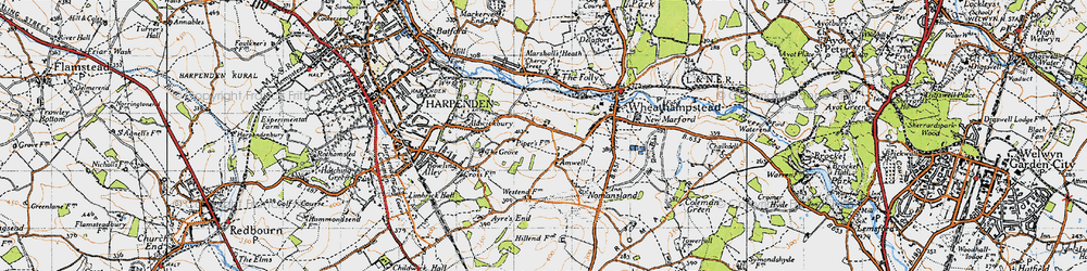 Old map of Amwell in 1946