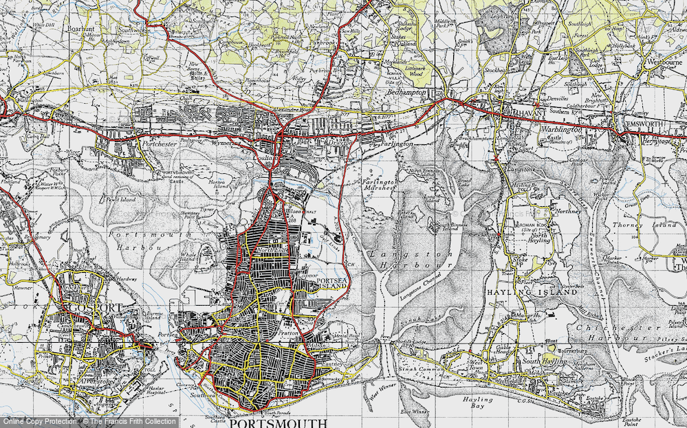Old Map of Historic Map covering Broom Channel in 1945