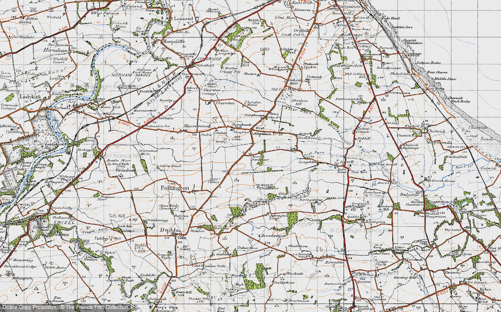 Old Map of Historic Map covering Ancroft Southmoor in 1947