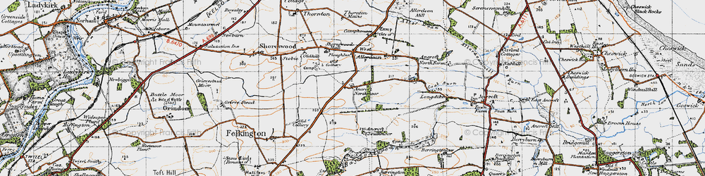 Old map of Ancroft Southmoor in 1947