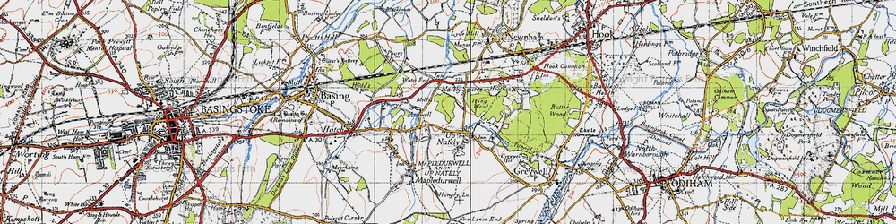Old map of Andwell in 1940