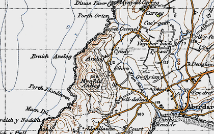 Old map of Braich Anelog in 1947