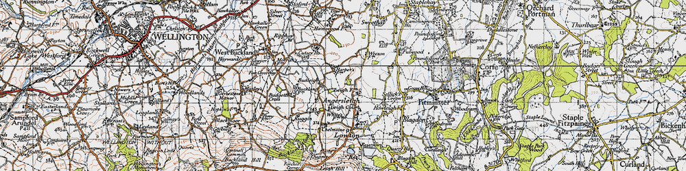 Old map of Angersleigh in 1946