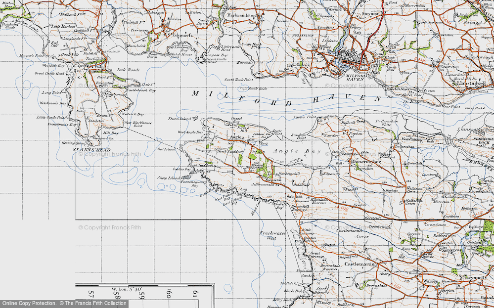 Old Map of Angle, 1946 in 1946