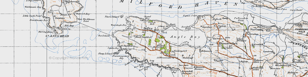 Old map of Angle in 1946