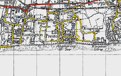 Old map of Angmering-on-Sea in 1945