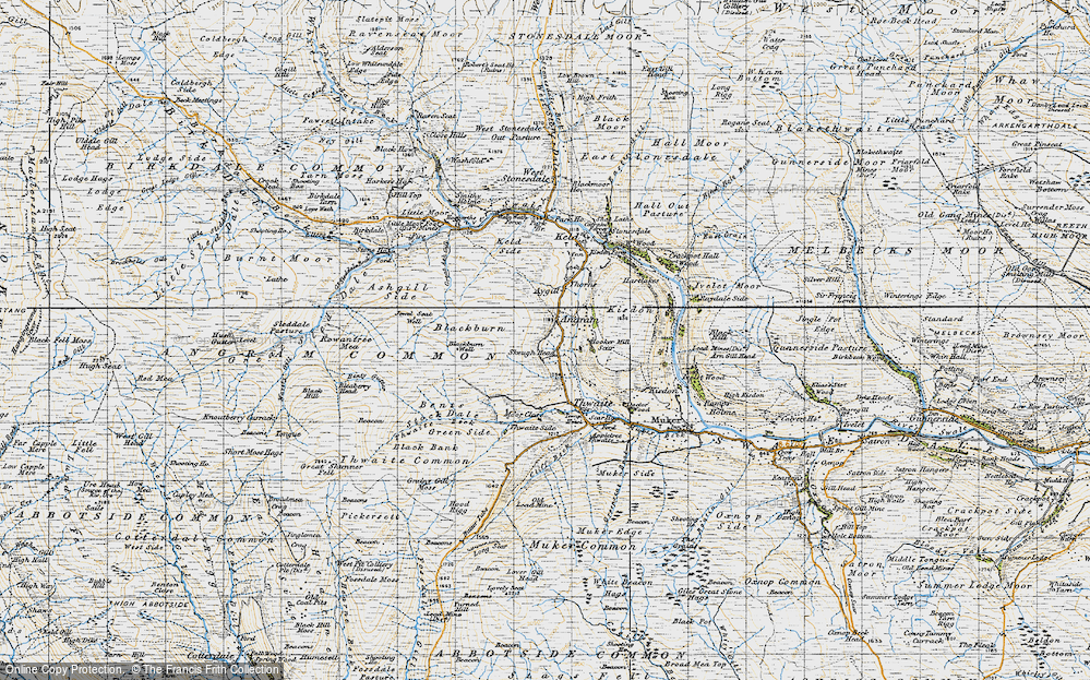 Old Map of Historic Map covering Thwaite Common in 1947