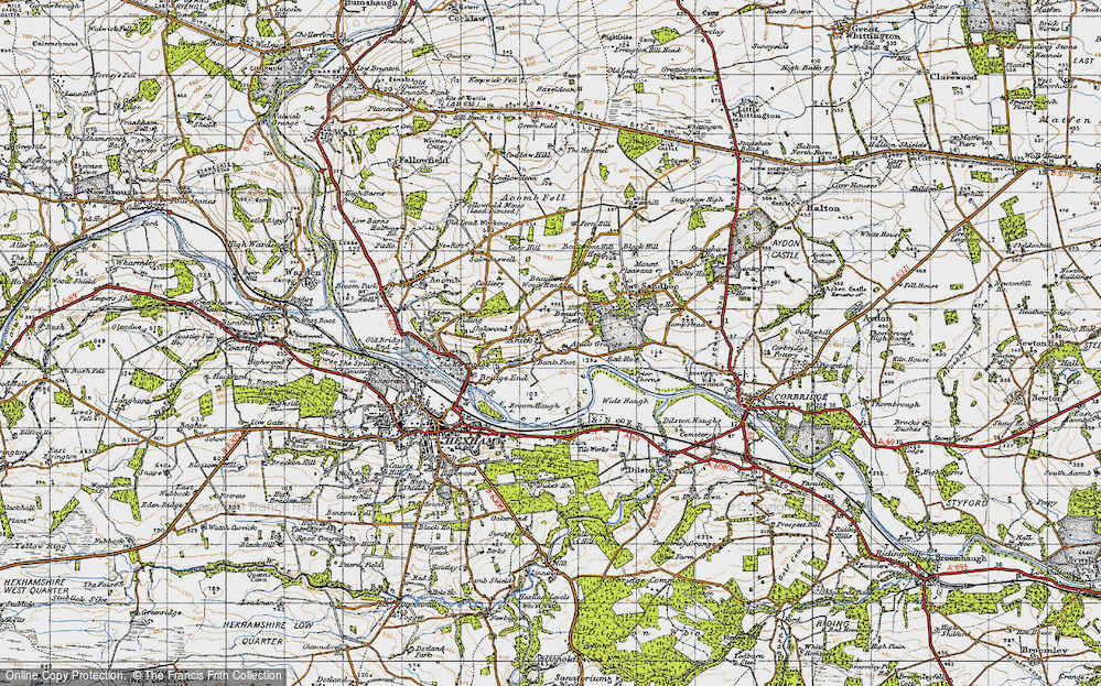 Old Map of Historic Map covering Wide Haugh in 1947