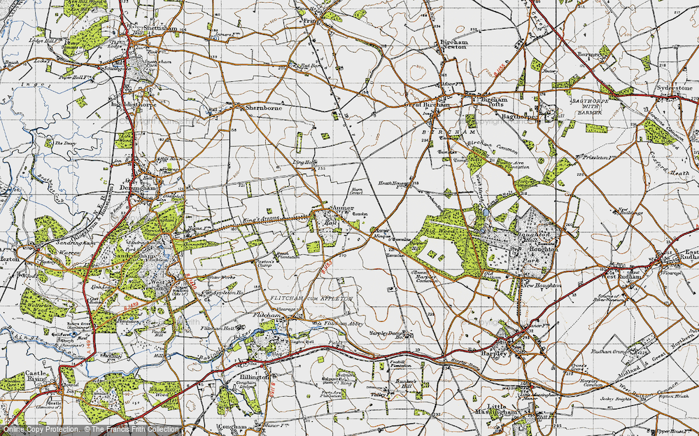 Old Map of Historic Map covering Bircham Heath in 1946