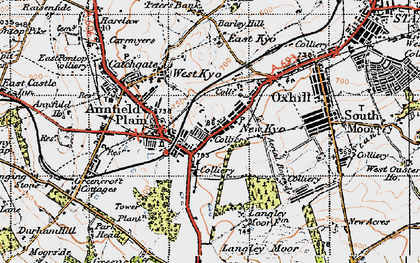 Old map of Annfield Plain in 1947