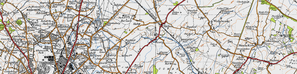 Old map of Ansty in 1946