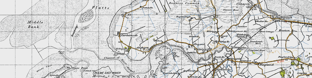 Old map of Bowness Common in 1947