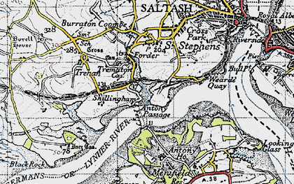 Old map of Antony Passage in 1946